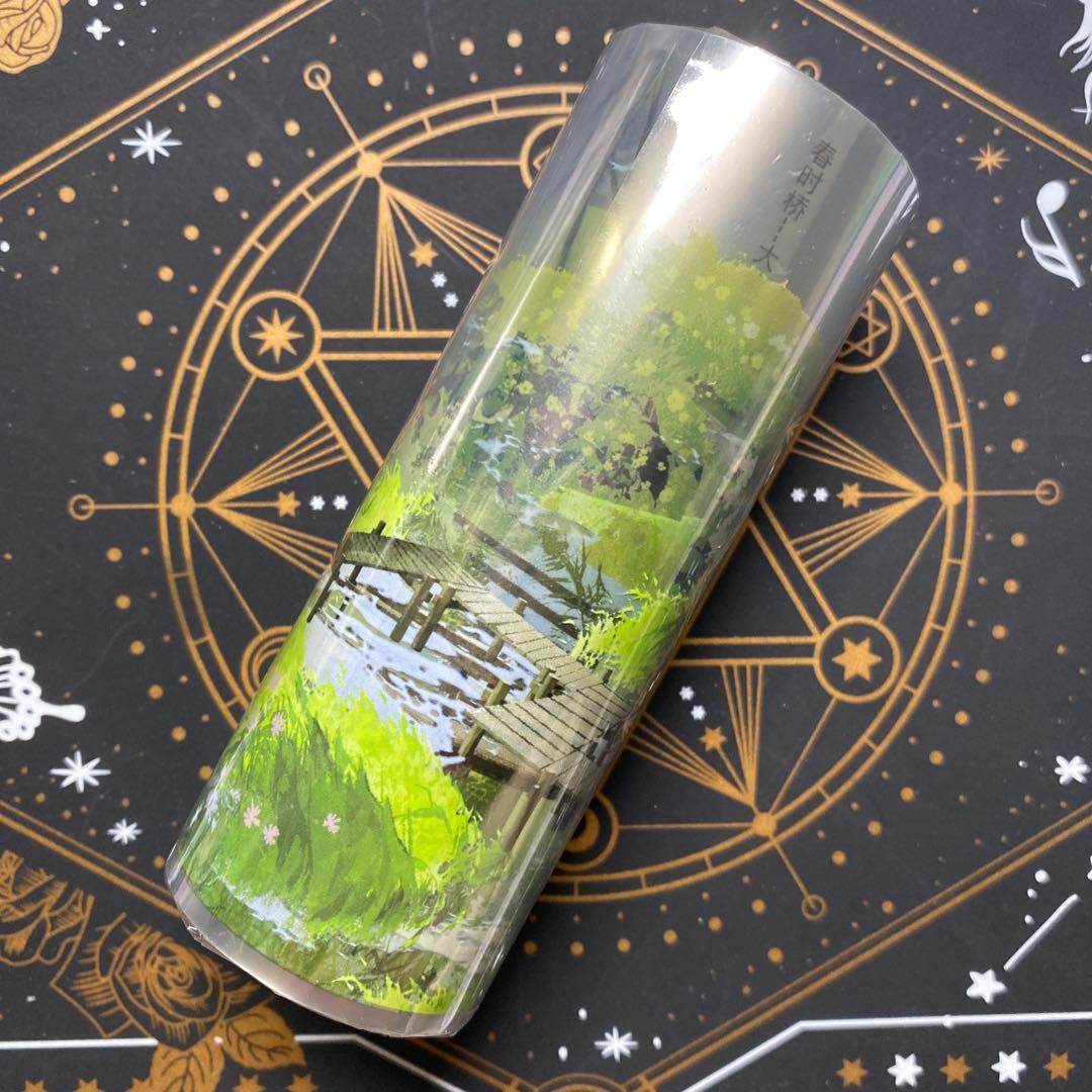 【8881】海外　マステ　5m巻　PETマスキングテープ　橋　池　春景色背景系