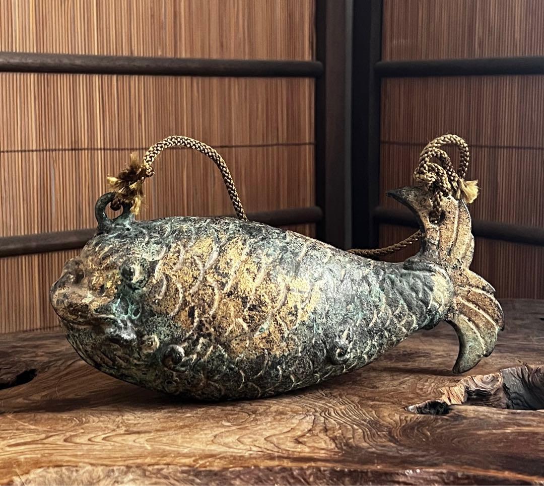 仏教美術 古青銅 鍍金 魚鼓 木魚 鳴物
