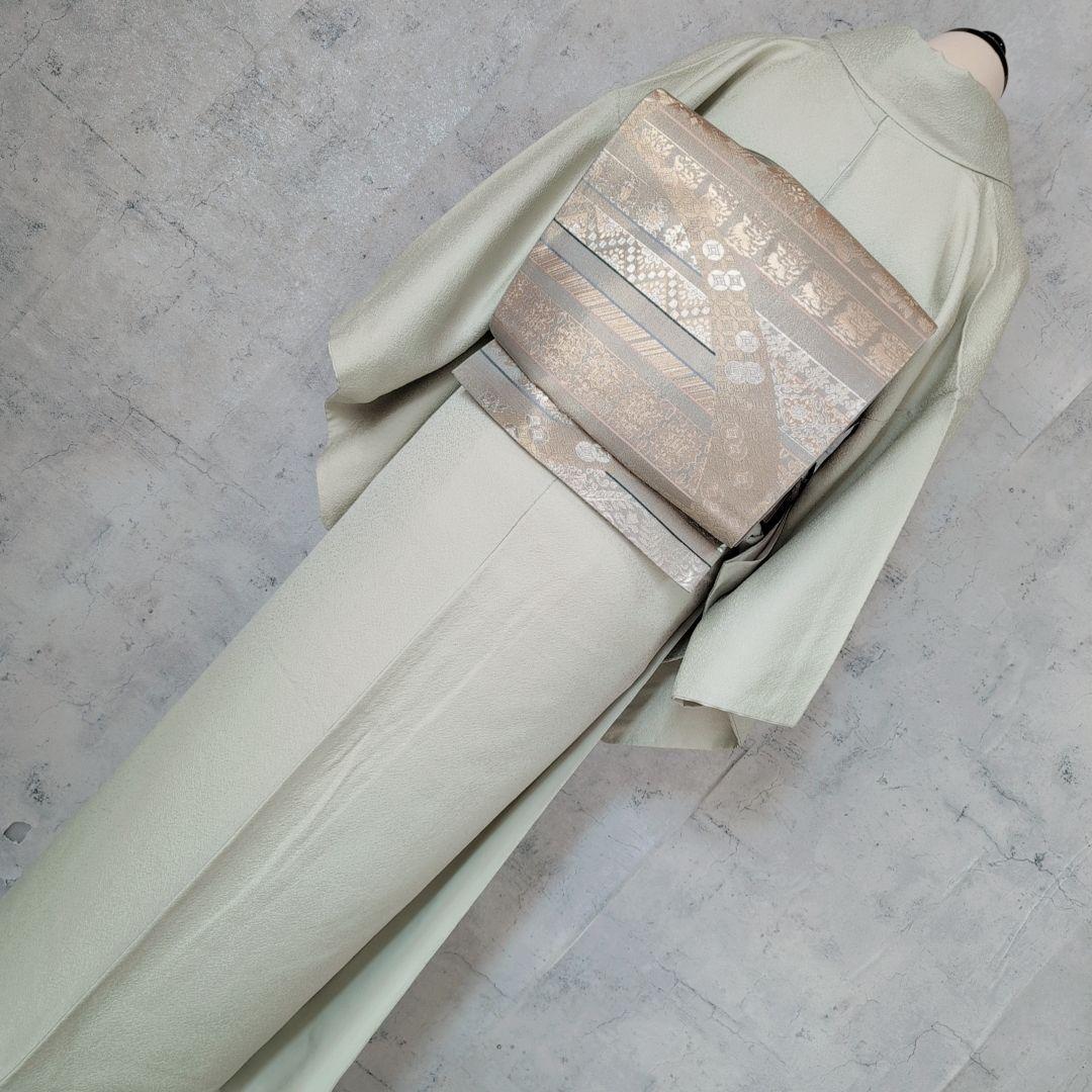 色無地　着物　フルセット　正絹　Sサイズ　ライムグリーン　O5