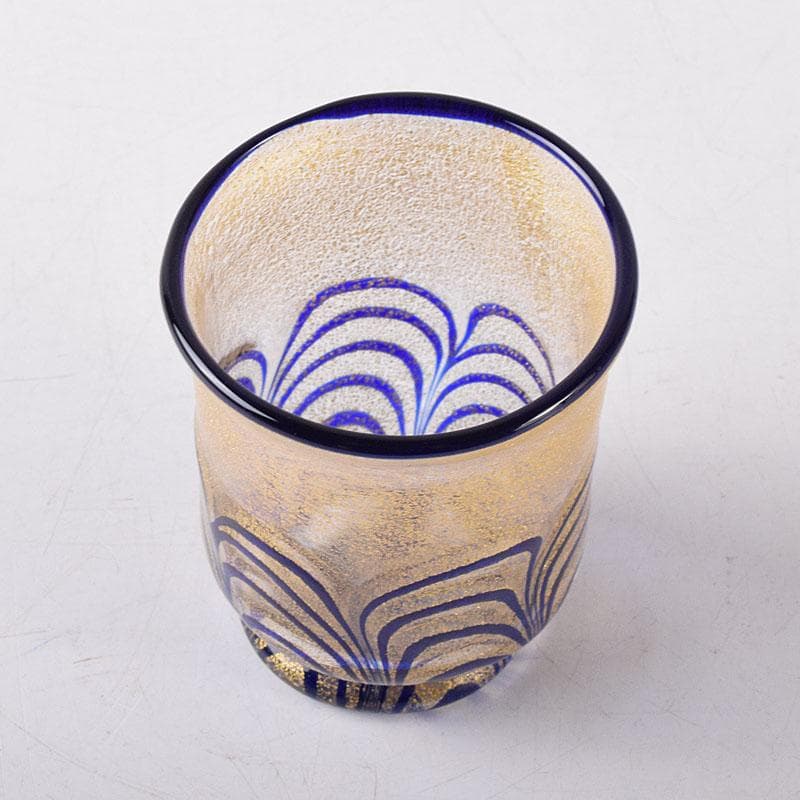 ガラス工芸　岩田久利作　盃　共箱　V　R8713