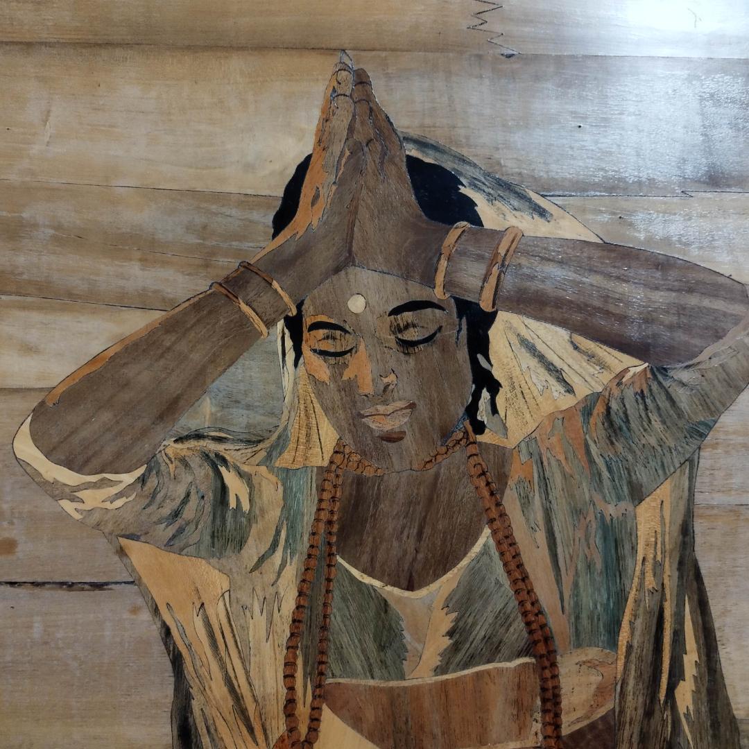 木象嵌　木製絵画　ビンテージ　54年