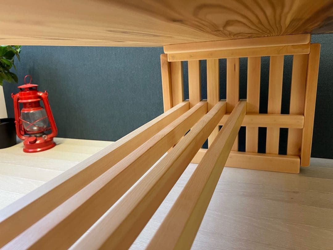 【オーダー】 ローテーブル 和風 木組縦格子 収納付き