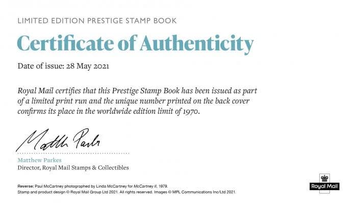 ポールマッカートニー　限定1970部　stamp book