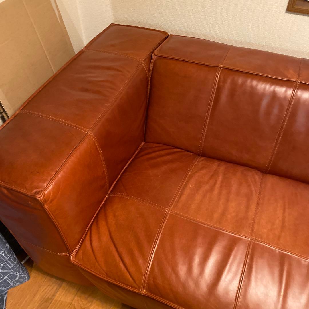 ジャーナルスタンダード　ファーニチャー　ブラウンレザー 3人掛けソファ