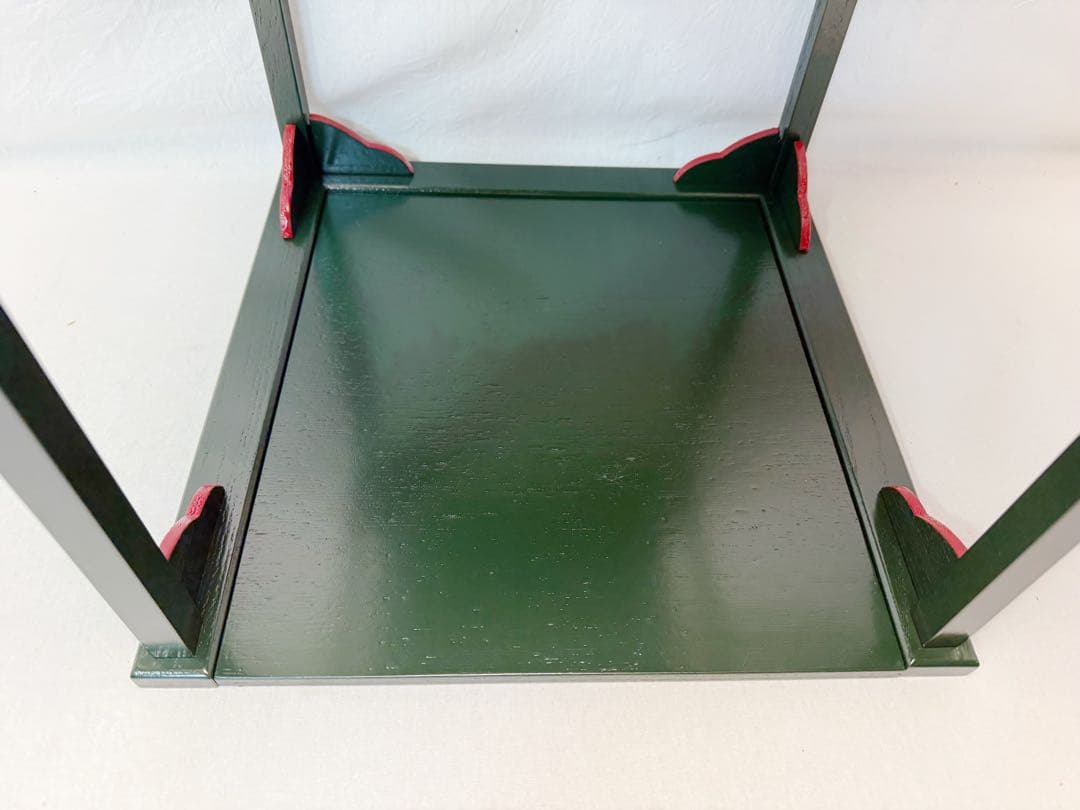 ほぼ未使用 茶道具 碌々斎好写 糸巻棚 二重棚 青漆爪紅 組み立て式 元箱