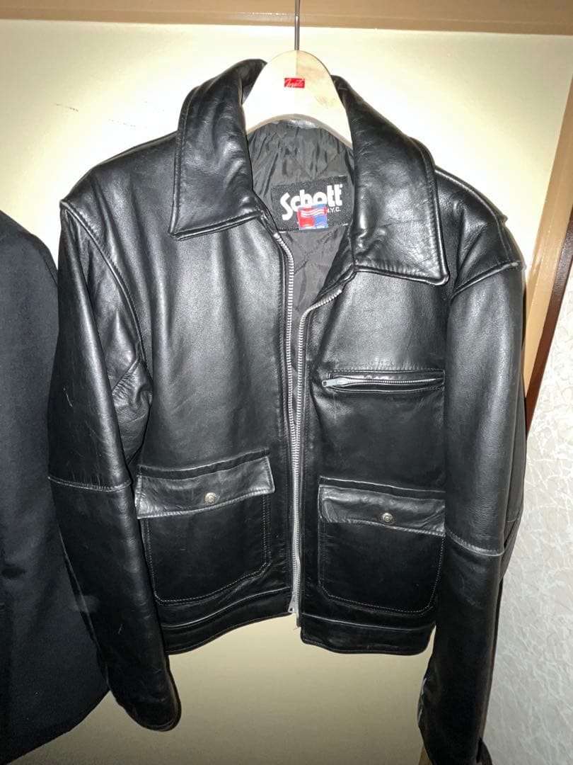 Schott ブラック シングルライダースジャケット