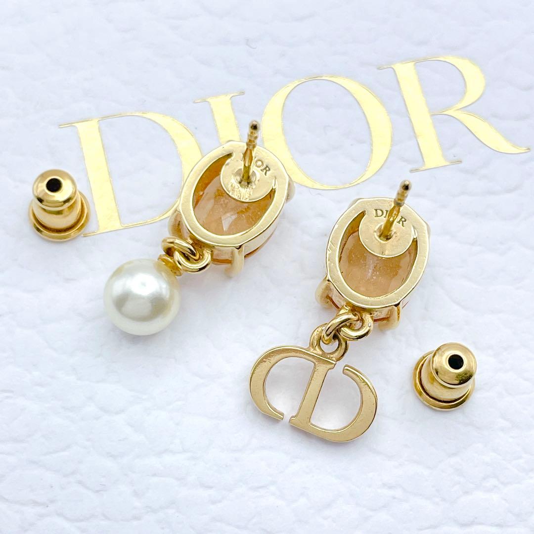 Christian Dior ピアス　CD NAVYストーン　パール　ゴールド