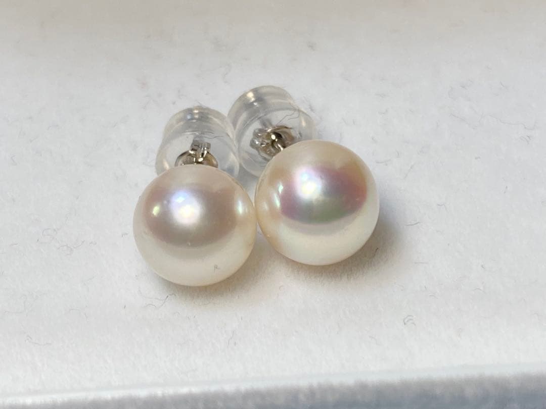 NONさま専用　　【8.2ミリ花珠】パールピアス　あこや真珠　最高級　プラチナ