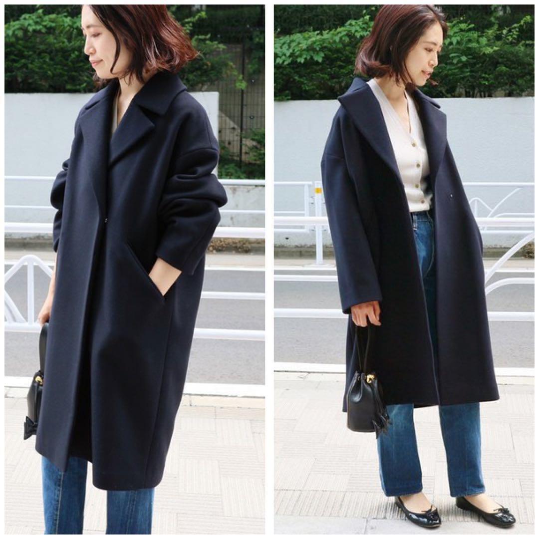 イエナ／極美品❤️人気定番MANTECOオーバーチェスターコート ネイビー38