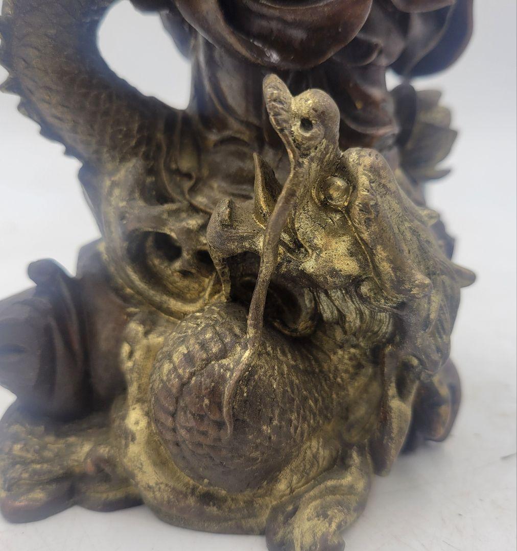 銅製　龍頭観音　仏像　観音像　金属工芸