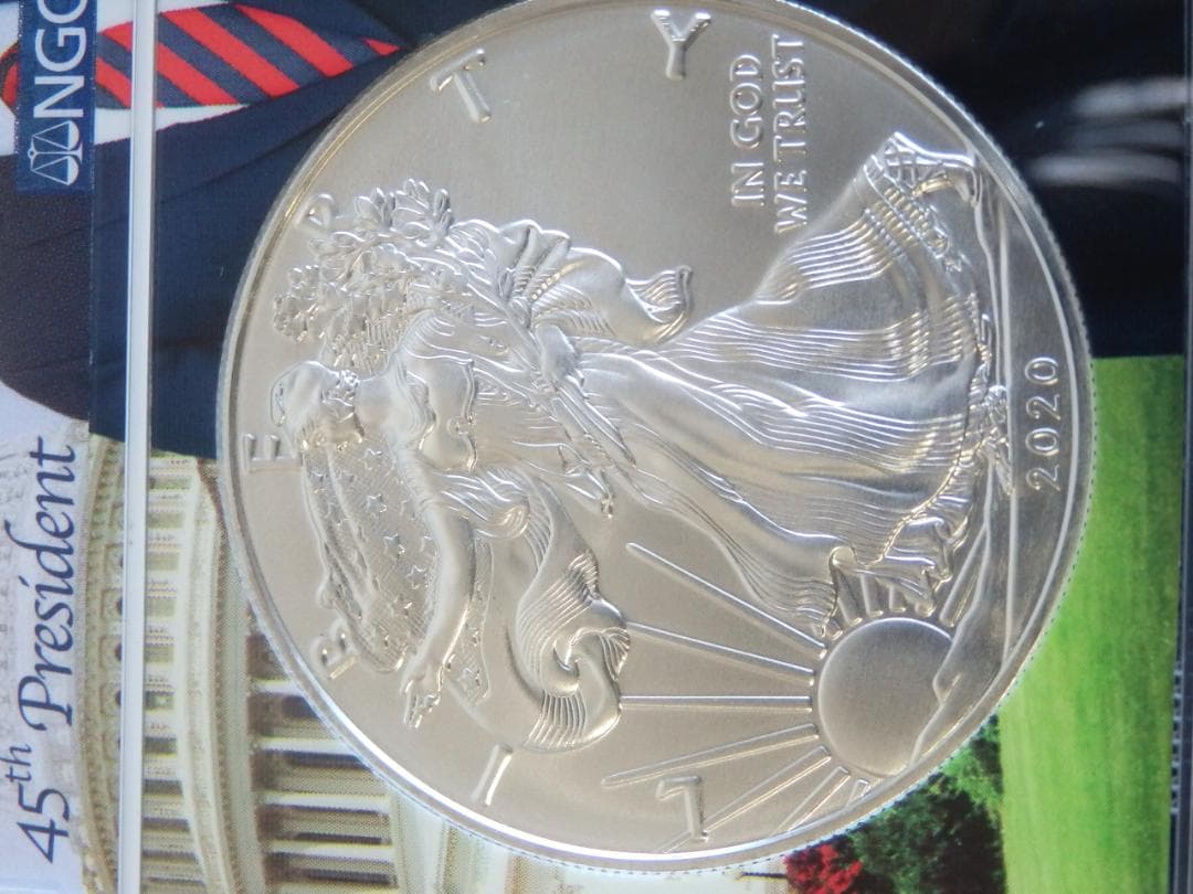 値下　米国　2020年 イーグル1＄銀貨　トランプ絵柄　NGC MS70FDI
