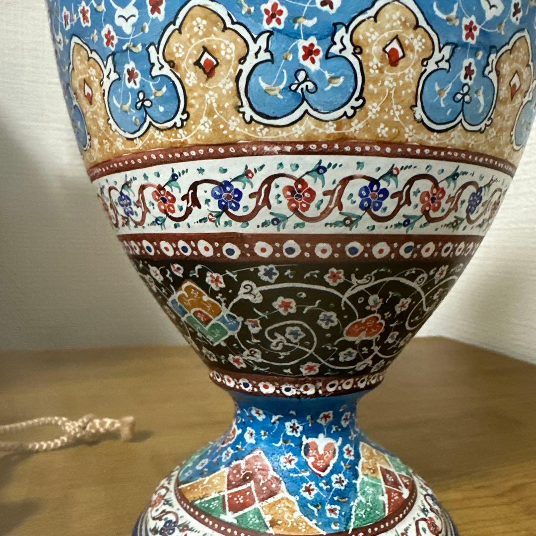 イラン製 ミナカリ 七宝焼 銅製 花瓶 ビンテージ 1970年代 高さ30cm