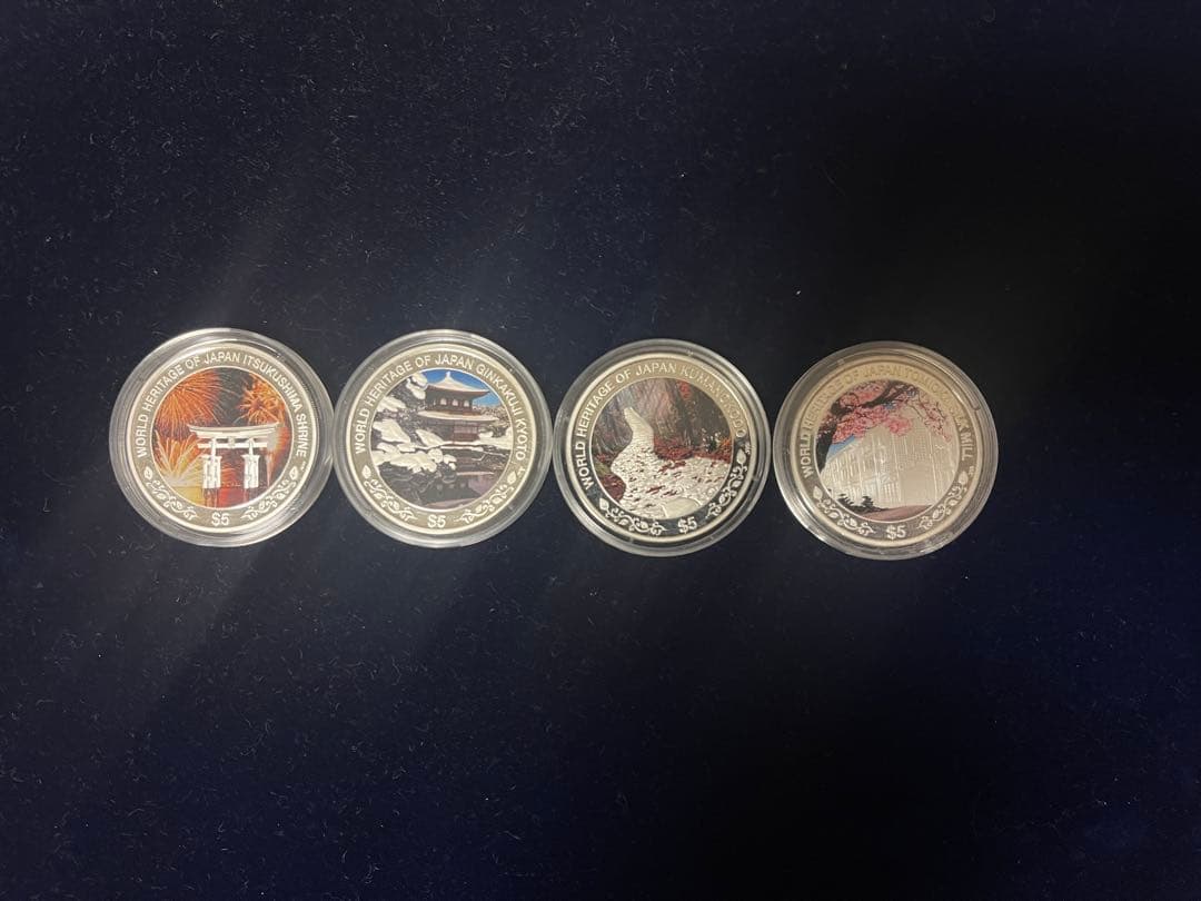 日本の世界遺産 四季の煌めき クック諸島 純銀貨幣 4点プルーフ貨幣