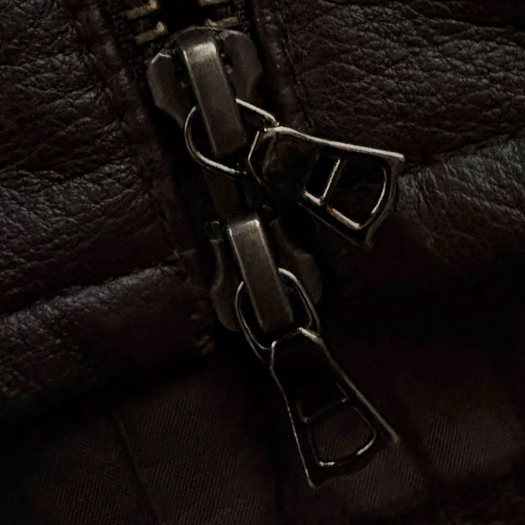 ★本革★ BEAMS HEART シングル ライダース 茶 ダブルジップ