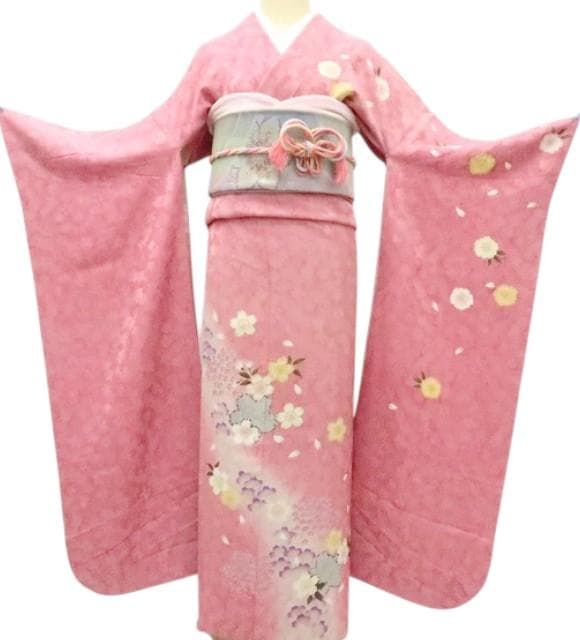 Y2594◇金駒刺繡 桜 手縫い仕立て 成人式 トールサイズ 正絹 振袖 着物