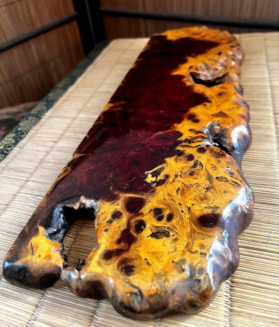 時代 花梨 玉杢 瘤 花台 香台 盆栽台 平台 約45㎝