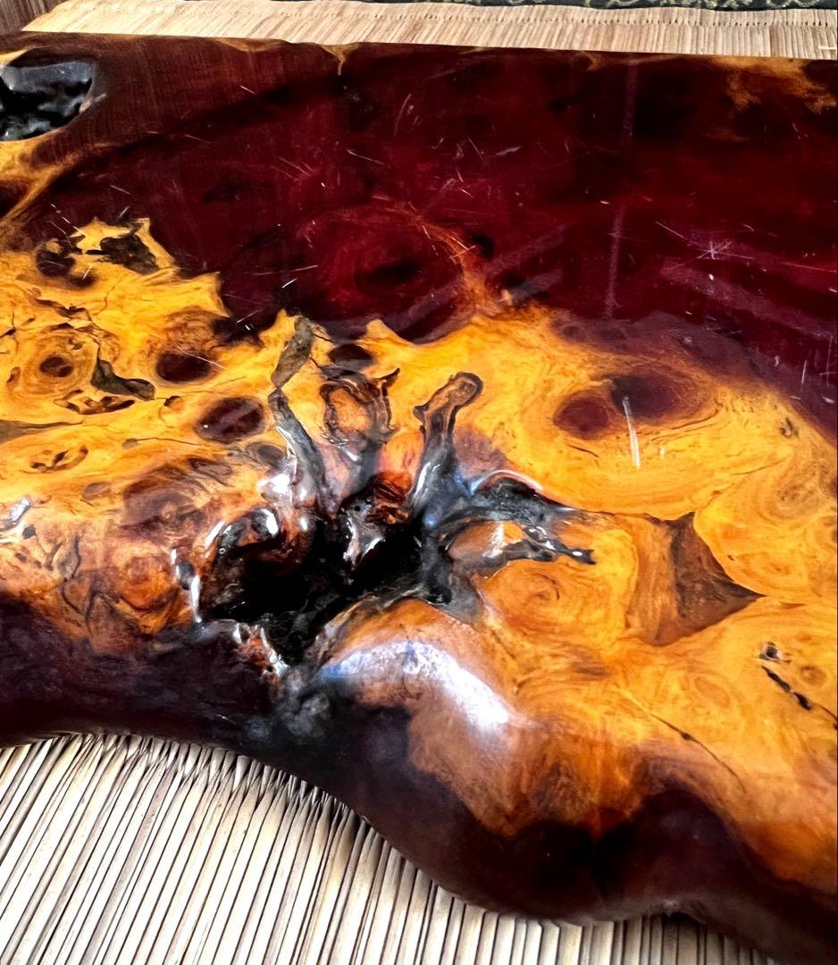 時代 花梨 玉杢 瘤 花台 香台 盆栽台 平台 約45㎝