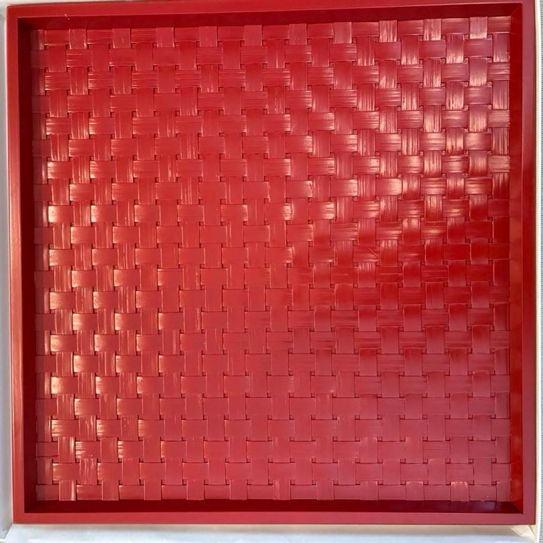 【公長齋小菅】竹製　お盆　トレイ　黒と赤