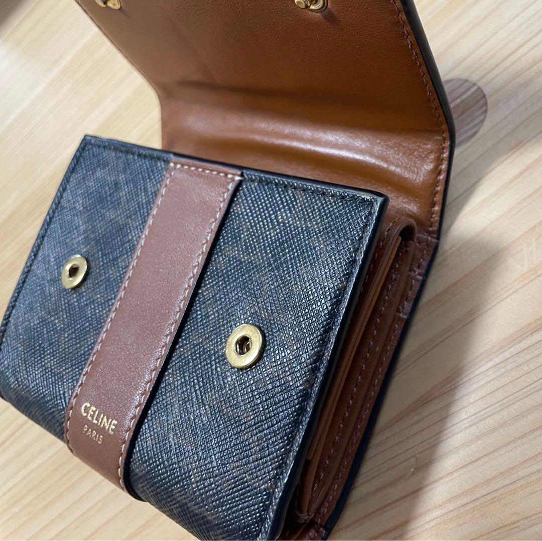 セリーヌ財布　トリンオフキャンバス&ラムスキン
