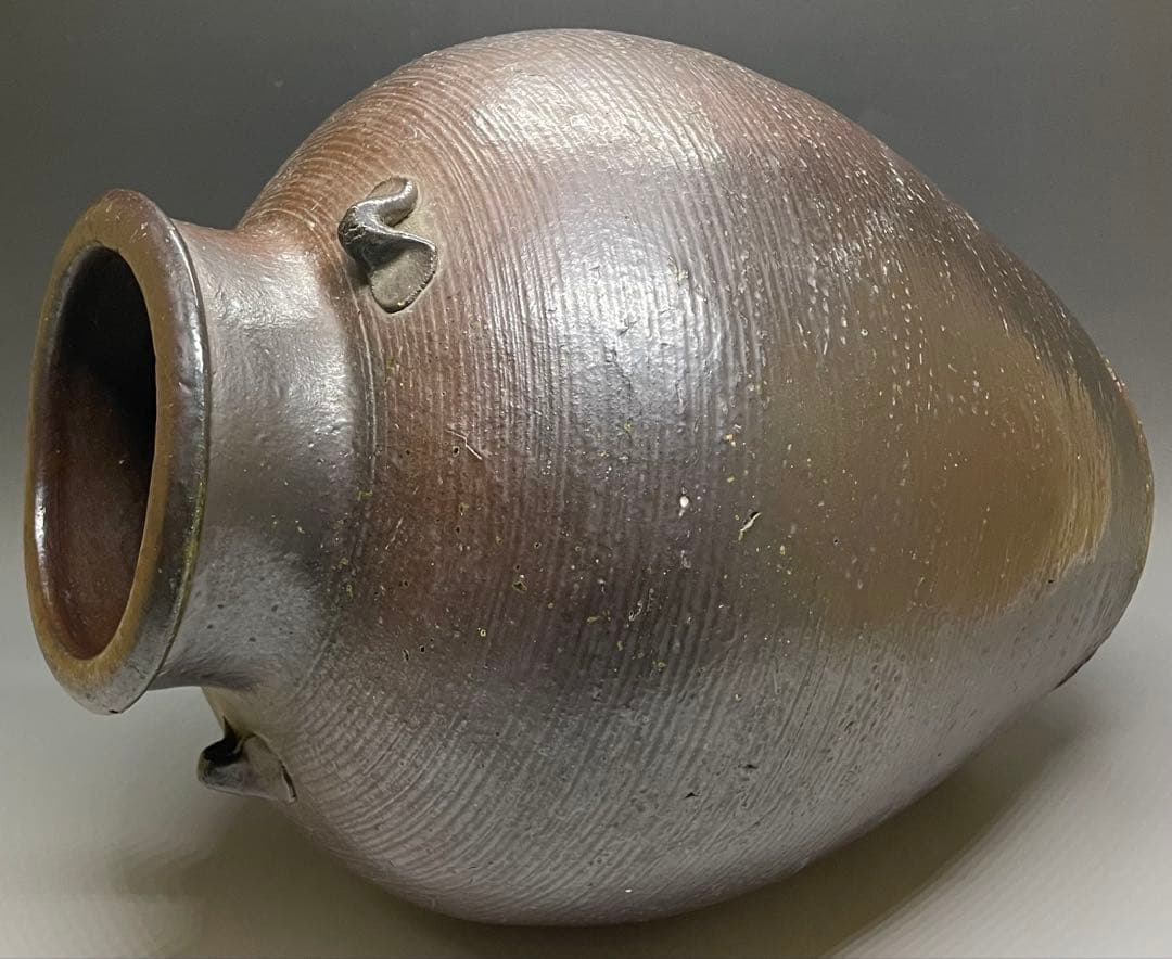南蛮焼　古南蛮　南蛮壺　南蛮糸目三耳壺　特大36cm 　Y701