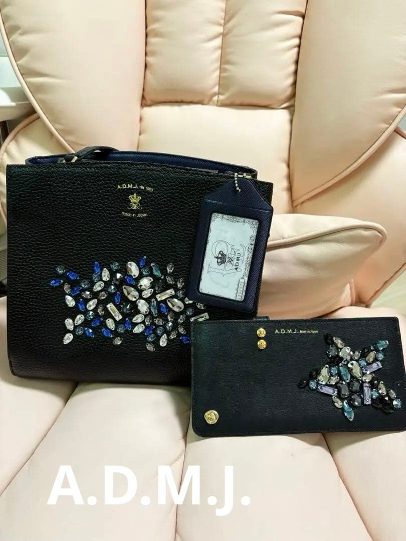 【美品】ADMJ スワロフスキー ハンドバッグ　ショルダー　キラキラ　バッグ