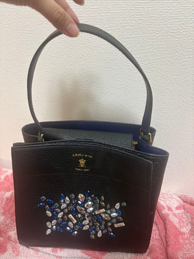 【美品】ADMJ スワロフスキー ハンドバッグ　ショルダー　キラキラ　バッグ