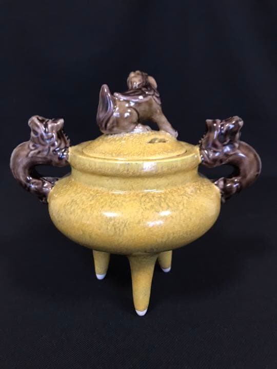 人間国宝 3代目 徳田八十吉(正彦銘)  彩釉香炉13.5㎝ 管理T25