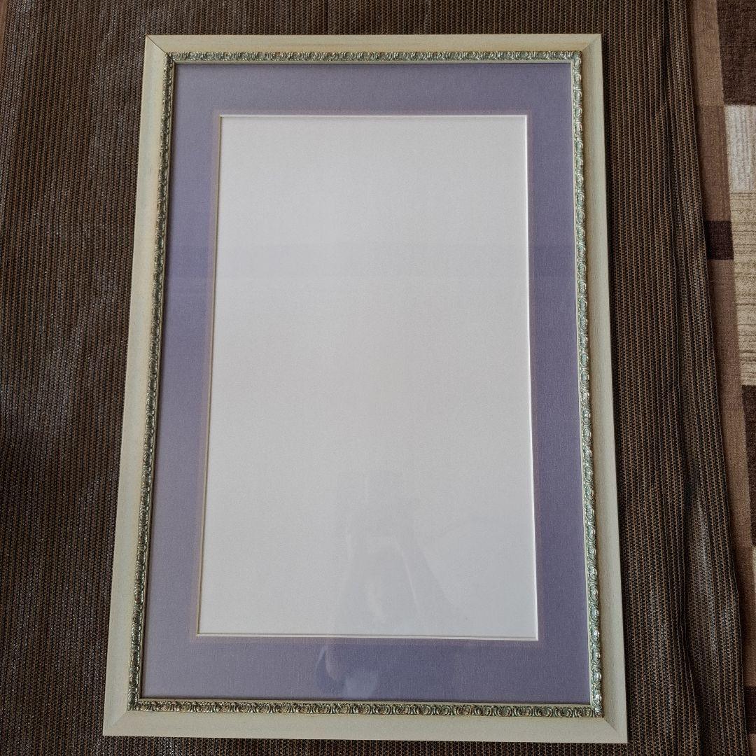 アイボリー フレーム 紫 マット ポスターフレーム　額縁　97×66.5