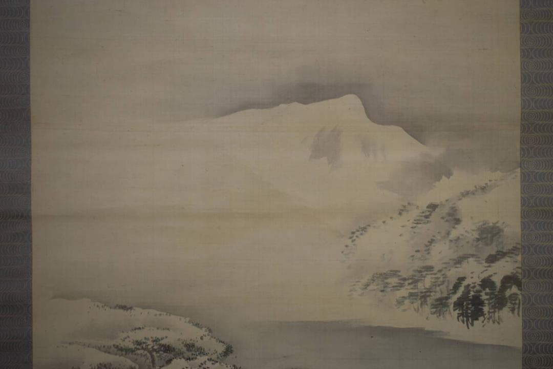 真作/塩川文麟/雪中山水図/布袋屋掛軸HF-793