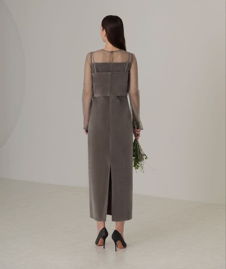 Leja 2WAYリボンビスチェドットストーンベロアワンピースドレス