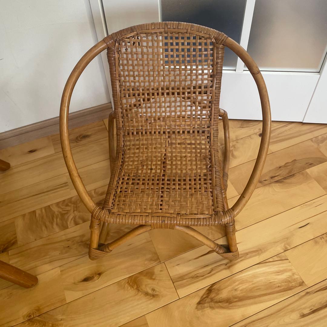 かけぼこラタン テーブル 籐 ダイニングテーブル ビンテージ アジア