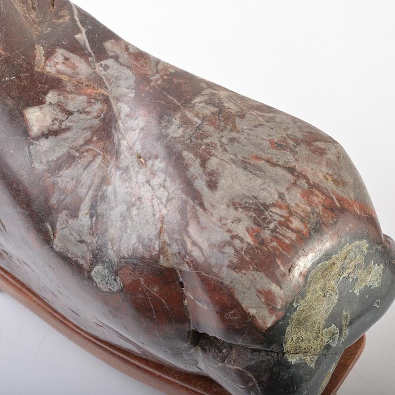 天然石　鑑賞石　菊花石　置物　重さ約1917g　唐木台付　C　R7334