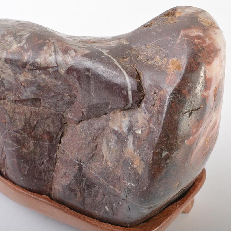 天然石　鑑賞石　菊花石　置物　重さ約1917g　唐木台付　C　R7334