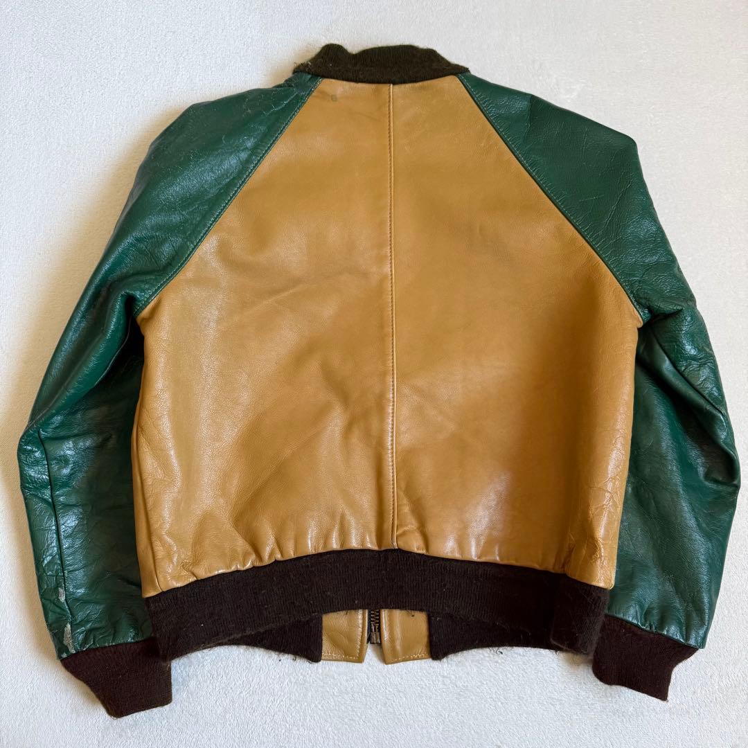 VANSONレザージャケット グリーン ワッペン 42