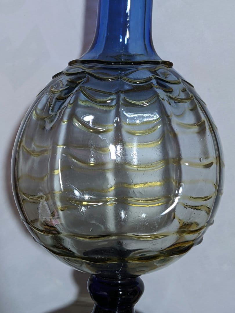 ♦西洋アンティーク 扁壺双耳 ガラス花瓶 アールヌーボー ？フランス 骨董品