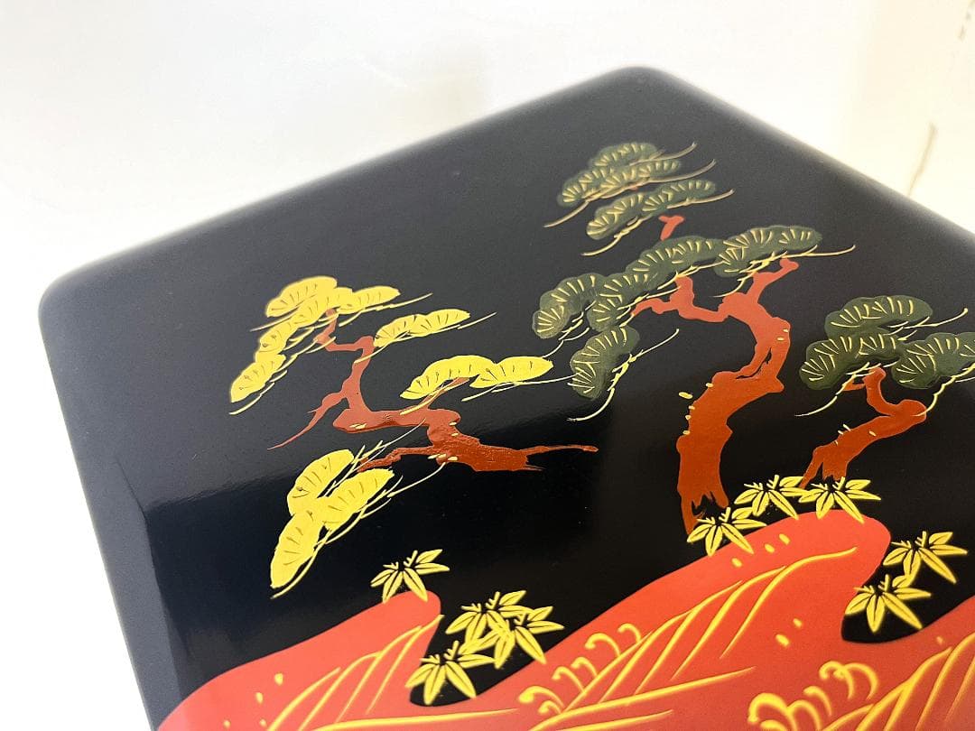 【未使用】　黒内洗朱　木製　目黒廣太謹製　三段重　重箱