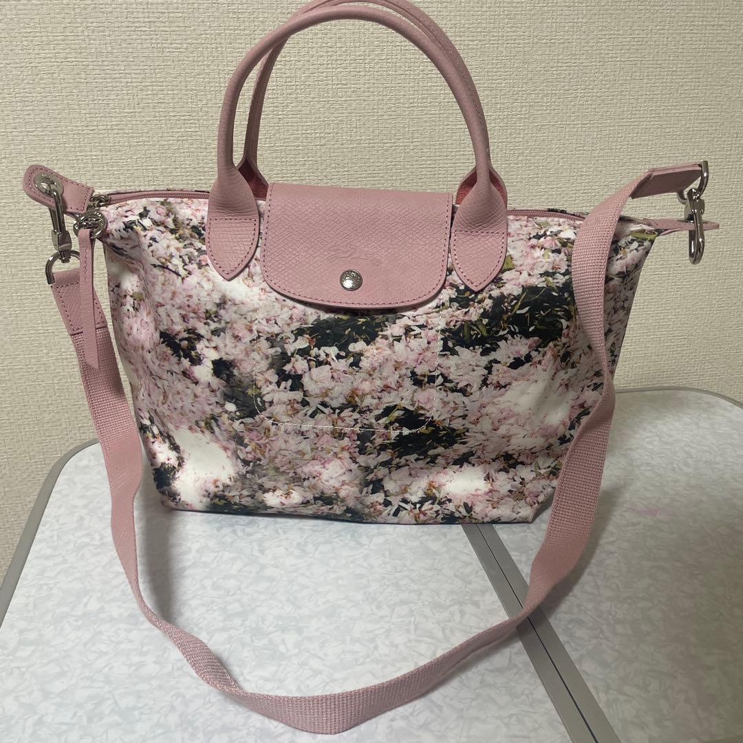 未使用ロンシャンレア柄さくらハンドバッグ