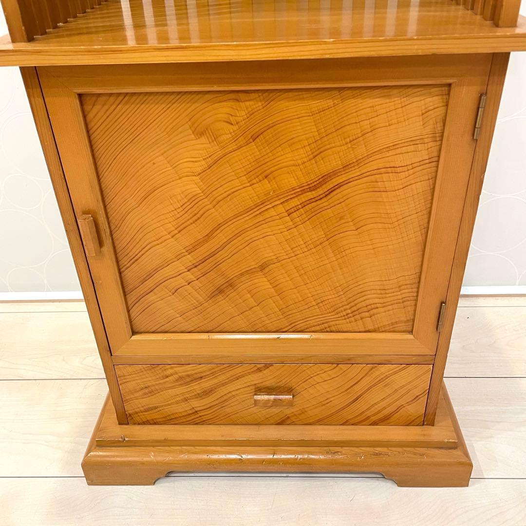 格子キャビネット 無垢材 神棚台 飾り棚 小物収納 和モダン 高級天然木