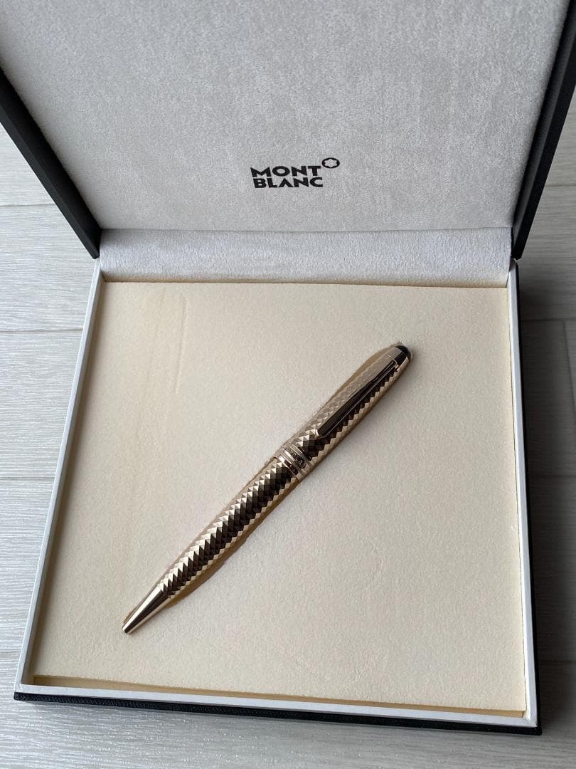 美品 モンブラン シャンパゴールド ソリティアメタル ジオメトリック ボールペン