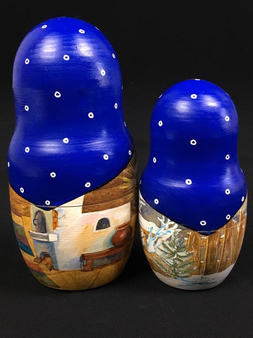 S307マトリョーシカ「モロスコ」7組 ジャンナ・ニコラエワ作 ロシア民芸