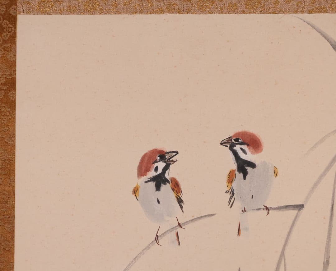 【真作】日本画 前川蒼十 雀図 鳥 紙本 掛軸 石川県小松出身画家 MB150