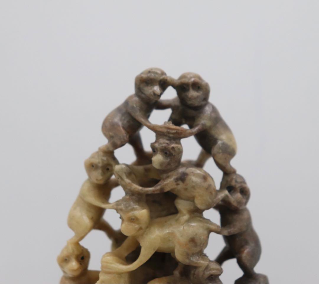 時代　寿山石彫　猿　置物　送料込み251011