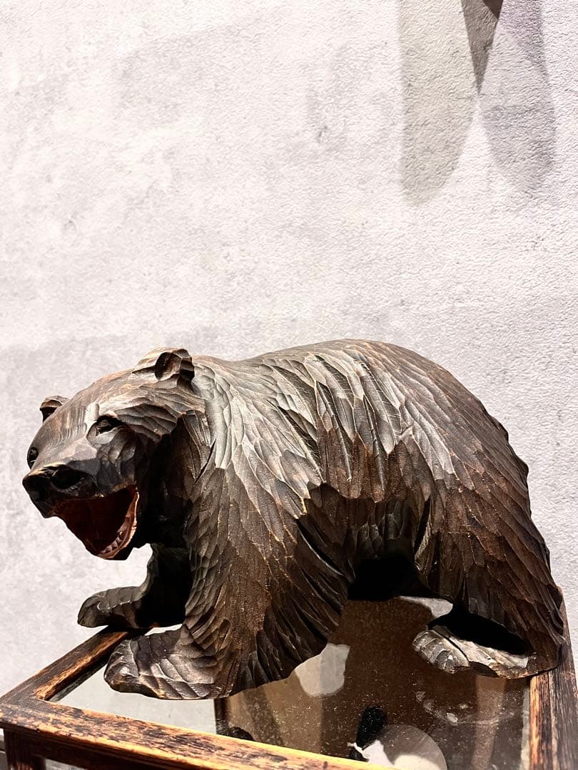 【希少】アンティーク 木彫りの熊 北海道 アイヌ ヴィンテージ 80年以上前