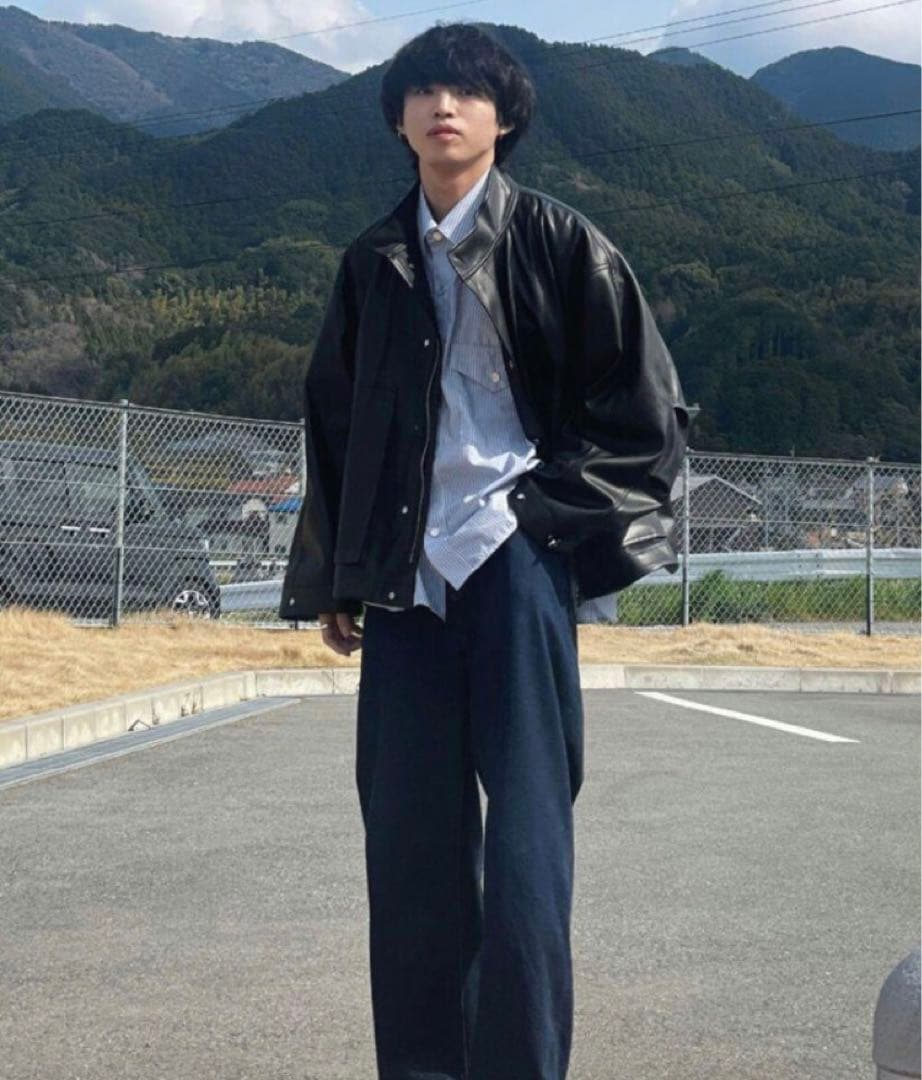 tp メゾンスペシャル オーバー ショート モッズ ブルゾン レザー