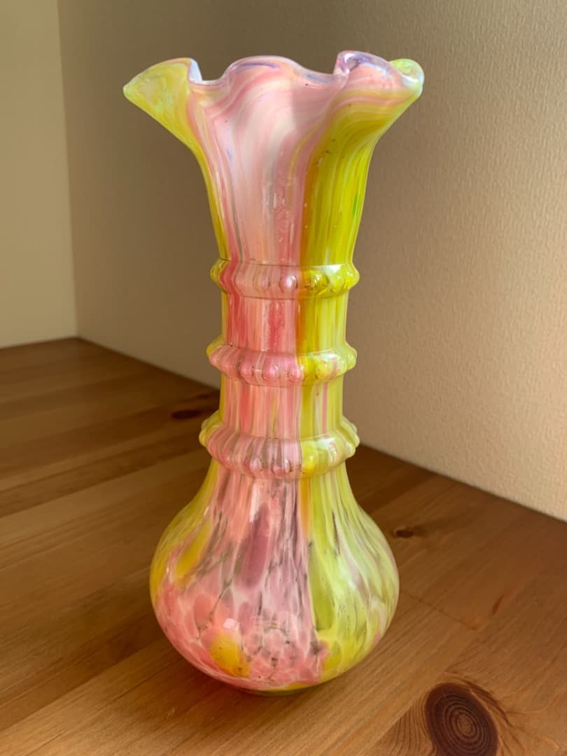 フランス製　吹きガラス花瓶