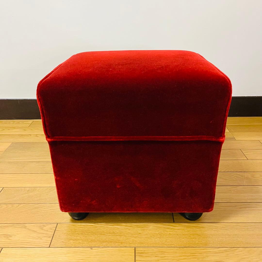 【アンティーク】sancosomo 昭和レトロ 1人掛けスツールワインレッド
