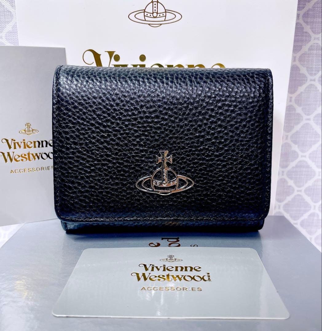 【最新✨️ショッパー付】新品 ヴィヴィアン・ウエストウッド　三折り財布 ブラック