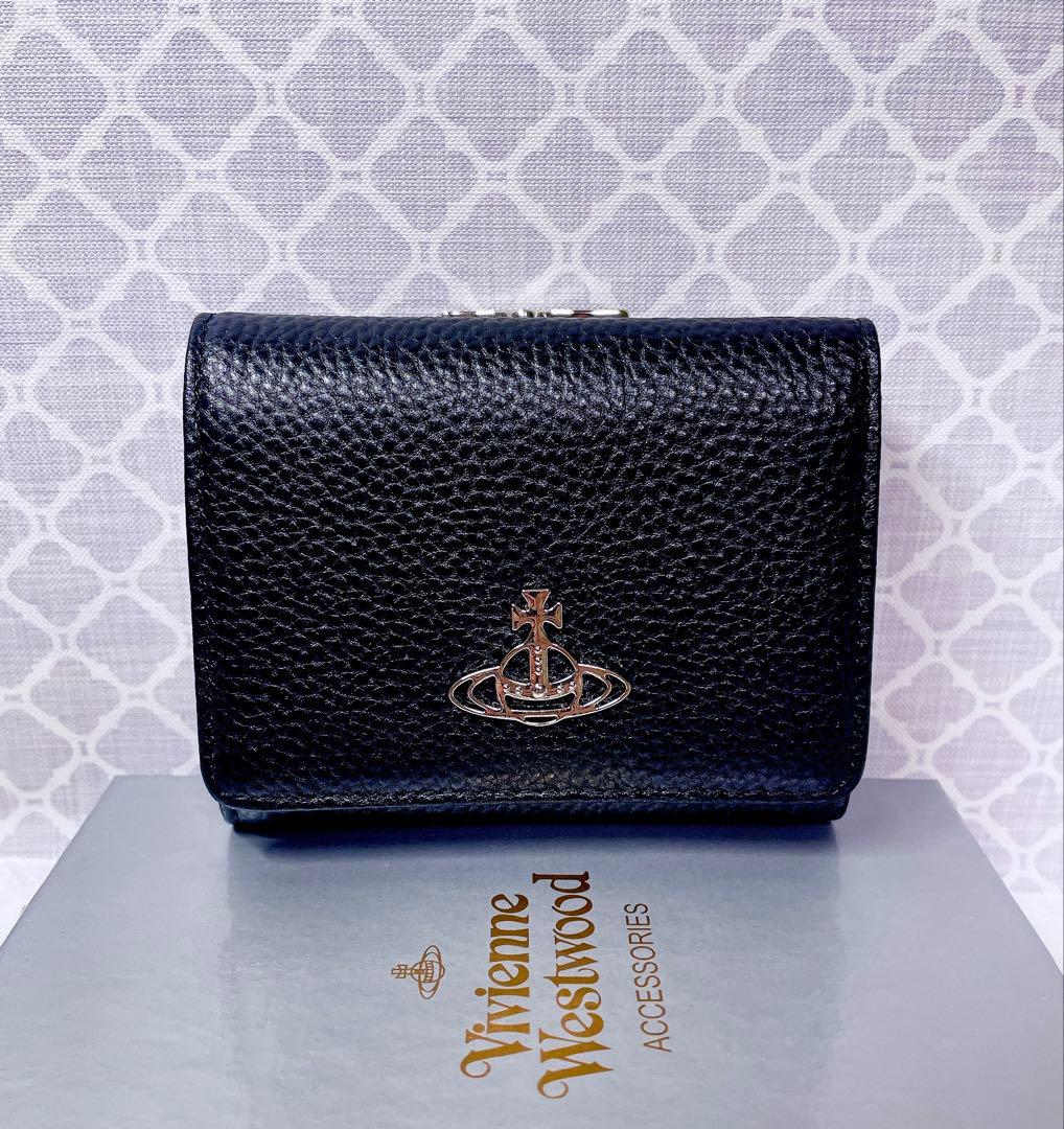 【最新✨️ショッパー付】新品 ヴィヴィアン・ウエストウッド　三折り財布 ブラック