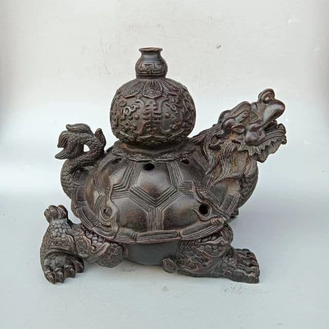 銅器 竜亀薫香炉 茶道具 香道具 工芸品 美術品 置物