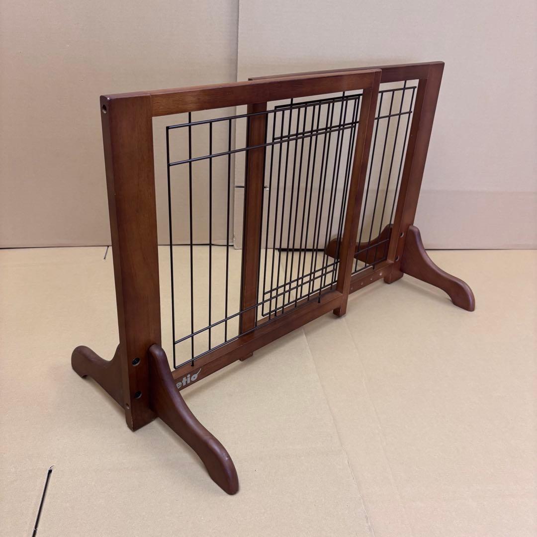 Petio 木製置くだけゲート ダークブラウン